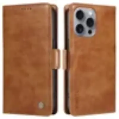 YIKATU iPhone 16 Pro Max Plånboksfodral Litchi Texture - Brun