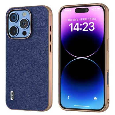 ABEEL iPhone 16 Pro Fodral Äkta Läder + PC + TPU - Blå