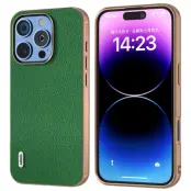ABEEL iPhone 16 Pro Fodral Äkta Läder + PC + TPU Grön