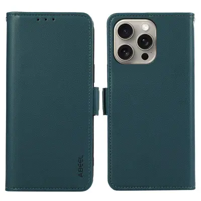 ABEEL iPhone 16 Pro Läderfodral RFID Blockering Grön