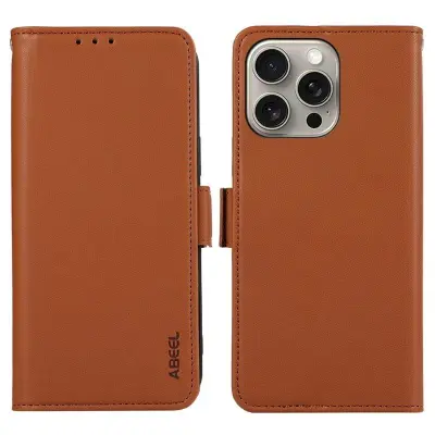 ABEEL iPhone 16 Pro Läderfodral RFID Skydd Magnetisk Brun