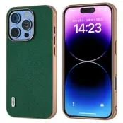 Abeel iPhone 16 Pro Mobilskal Äkta Läder Cross Texture - Grön