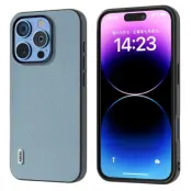 ABEEL iPhone 16 Pro Skal Litchi Textur Äkta Läder - Baby Blue