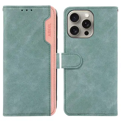 ABEEL iPhone 16 Pro Skal RFID Blocker Läder Fodral - Baby Blue