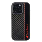 Audi iPhone 16 Pro Mobilskal Carbon Fiber Stripe - Svart