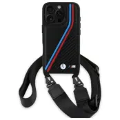 BMW iPhone 16 Pro Mobilskal Carbon Tricolor & Strap - Svart