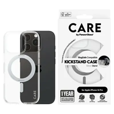 CARE By PanzerGlass iPhone 16 Pro Mobilskal MagSafe Kickstand - Silver