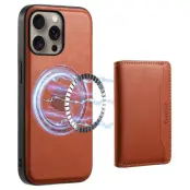 DENIOR D12 iPhone 16 Pro Fodral Kortfack TPU+PC Brun