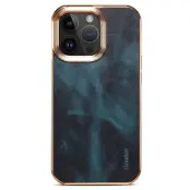 DENIOR iPhone 16 Pro Fodral Äkta Läder Waxy Textur Blå