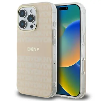 DKNY Mobilskal till iPhone 16 Pro MagSafe Repeat Texture Pattern - Rosa