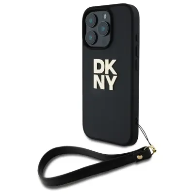 DKNY Mobilskal till iPhone 16 Pro Wrist Strap Stock Logo - Svart