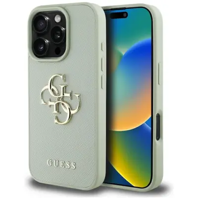 Guess Grained 4G Logo Case (iPhone 16 Pro) - Blå
