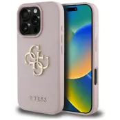 Guess iPhone 16 Pro Mobilskal Grained Big 4G Small Classic Logo - Rosa