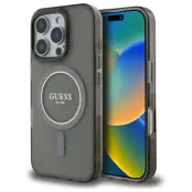 Guess iPhone 16 Pro Mobilskal MagSafe IML Glitter Circle - Svart