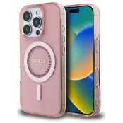 Guess iPhone 16 Pro Mobilskal MagSafe IML Rhinestones - Rosa