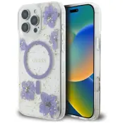 Guess iPhone 16 Pro Mobilskal MagSafe Resin Flowers - Lila
