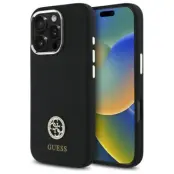 Guess iPhone 16 Pro Mobilskal Silikon Logo Strass 4G - Svart