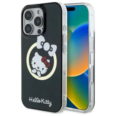 Hello Kitty iPhone 16 Pro Mobilskal MagSafe IML Fun Bow - Svart