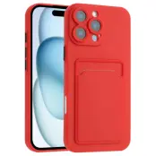 iPhone 16 Pro Mobilskal Korthållare TPU - Röd