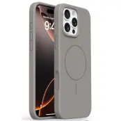 iPhone 16 Pro Mobilskal MagSafe Liquid Silikon Microfiber - Mörkgrå