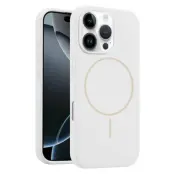 iPhone 16 Pro Mobilskal MagSafe Silikon Anti Drop - Vit