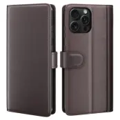 iPhone 16 Pro Plånboksfodral Äkta Läder - Brun