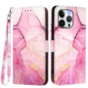 iPhone 16 Pro Plånboksfodral Marble Pattern med Rem LS001
