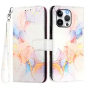 iPhone 16 Pro Plånboksfodral Marble Pattern Med Rem LS004