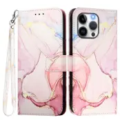 iPhone 16 Pro Plånboksfodral Marble Pattern med Rem LS005