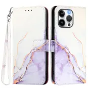 iPhone 16 Pro Plånboksfodral Marble Pattern Med Rem LS006