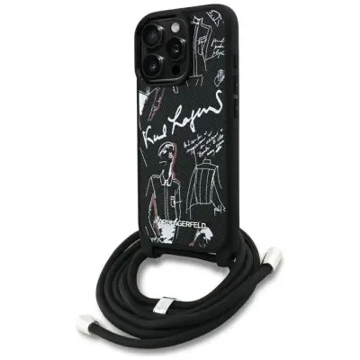 Karl Lagerfeld Mobilskal till iPhone 16 Pro Crossbody Grained Pattern - Svart