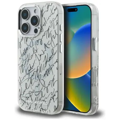 Karl Lagerfeld Mobilskal till iPhone 16 Pro MagSafe IML Karl Script - Vit