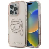 Karl Lagerfeld iPhone 16 Pro Mobilskal Rhinestones Karl Head - Rosa