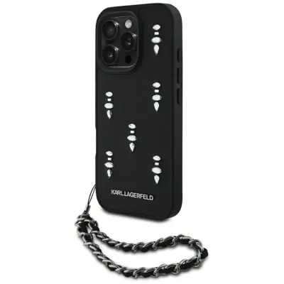 Karl Lagerfeld Mobilskal till iPhone 16 Pro Saffiano Crystals Strap - Svart