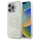 Karl Lagerfeld Mobilskal till iPhone 16 Pro IML Rhinestones Karl Head - Clear