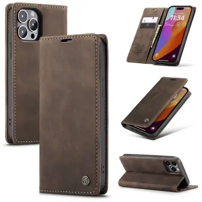 CaseMe Matte Wallet Style (iPhone 16 Pro) - Brun