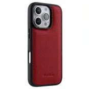 MELKCO iPhone 16 Pro Fodral Äkta Läder Belagt PC - Röd