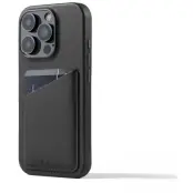 Mujjo Full Leather Wallet Case (iPhone 16 Pro) - Svart
