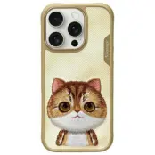 Nimmy iPhone 16 Pro Mobilskal Big Eyed Pet 2.0 Cat - Khaki