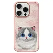 Nimmy iPhone 16 Pro Mobilskal Big Eyed Pet 2.0 Cat - Rosa