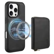 Pinpai iPhone 16 Pro Skal Äkta Läder Med Fickor - Svart