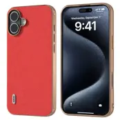 ABEEL iPhone 16 Mobilskal Äkta Läder Electroplating - Röd