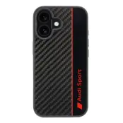 Audi iPhone 16 Mobilskal Carbon Fiber Stripe - Svart