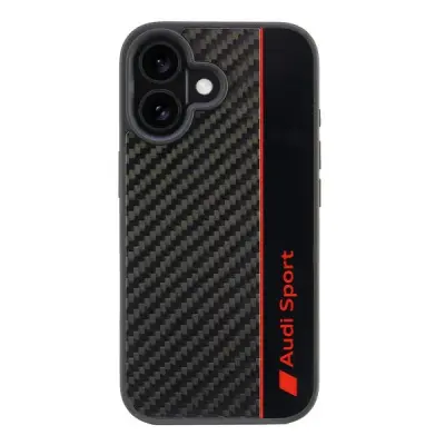 Audi iPhone 16 Mobilskal Carbon Fiber Stripe - Svart