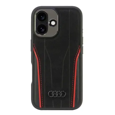 Audi Mobilskal till iPhone 16 MagSafe Äkta Läder - Svart