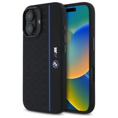 BMW Mobilskal till iPhone 16 MagSafe Silikon Hexagon Blå Line
