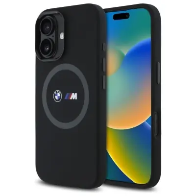 BMW Mobilskal till iPhone 16 MagSafe Silikon Printed Ring - Svart
