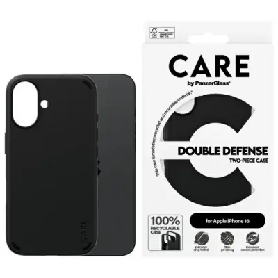 CARE By PanzerGlass Mobilskal till iPhone 16 Double Defense - Svart