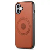 DENIOR A10 iPhone 16 Fodral Äkta läder MagSafe Brun