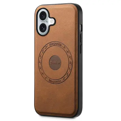 DENIOR A11 iPhone 16 Fodral Konstläder Brun